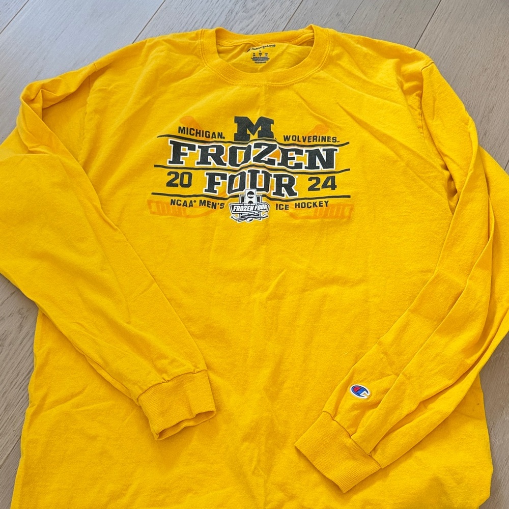 Champion FROZEN FOUR HOCKEY Men's Bright Yellow Long Sleeve Tee